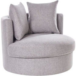 Beliani - Poltrona moderna Glam con schienale rotondo Base girevole in poliestere con due cuscini Grigio Dalby
