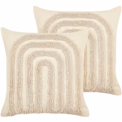 2 cuscini in cotone con motivo astratto. Questo set di 2 cuscini con inserti nel colore beige naturale si adatta facilmente a ...