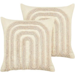 Set di 2 cuscini decorativi in cotone trapuntato con motivo astratto colore beige 45 x 45 cm Tatsoi