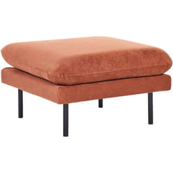 Pouf quadrato con cuscino in tessuto di ciniglia marrone dorato con gambe nere Vinterbro