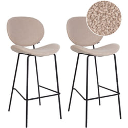 Set di 2 sedie da bar Boucle Iron Black Legs Armless Leg Caps Retro Design Dining Room Seating Light Beige Luana