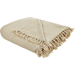 Beliani - Coperta tessuta a mano con frange 150 x 200 cm beige Chaohani