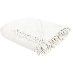 Beliani - Coperta tessuta a mano con frange 200 x 220 cm bianco crema Chaohani