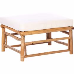 Pouf da esterno con cuscino. Crea la tua oasi perfetta all'aperto con questo pouf in bambù per set modulari da giardino. Abbr ...
