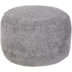 Pouf rotondo Shaggy Boho Moderno Cotone Sedile Decorativo Copertura rimovibile Fatto a mano grigio Kandhkot