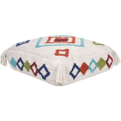 Beliani - Cuscino da pavimento per bambini in cotone quadrato con motivo geometrico a rombi 55 x 55 x 20 cm Bianco Multicolore Seerani