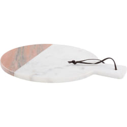 Vassoio decorativo fatto a mano in marmo di forma rotonda con corda in finta pelle per servire piatti bianco Acharnes