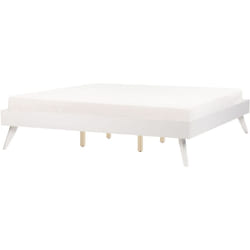 Beliani - Letto in Legno bianco con Rete a Doghe Gambe in Legno 180 x 200 cm Berric