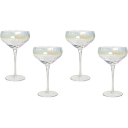 Beliani - Set di 4 calici da champagne Pompadour soffiati a mano con finitura iridescente 30 cl Morganite