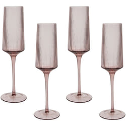 Beliani - Set di 4 flûte da champagne soffiati a mano 22 cl 8 oz rosa trasparente Amethyst