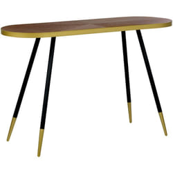 Consolle in stile moderno realizzata in mdf effetto legno scuro e oro Ramona
