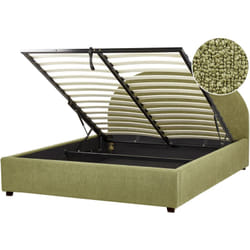 Letto minimalista contenitore con ottomana eu 160 x 200 cm Boucle verde oliva Vaucluse