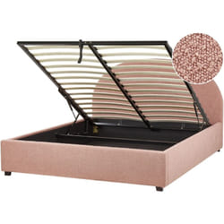 Letto minimalista contenitore con ottomana EU 160 x 200 cm Boucle rosa Vaucluse