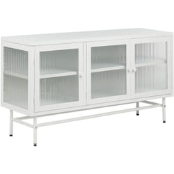 Credenza a 3 ante in metallo bianco e vetro con ripiani 115 x 35 Devon