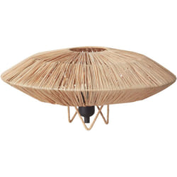 Lampada da tavolo con base in ferro e paralume in paglia naturale Mentiri