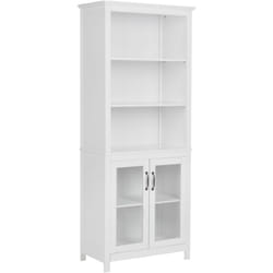 Mobiletto decorativo con vetrina in vetro color bianco Lusby
