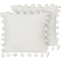 Beliani - Set di 2 cuscini decorativi in tessuto poliestere 45 x 45 cm fatti a mano con pompon Bianco Jasmine