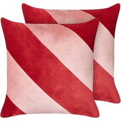 Beliani - Set di 2 cuscini decorativi in velluto 45 x 45 cm a righe sfoderabili Rosso e Rosa Boronia