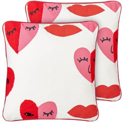 Set di 2 cuscini decorativi moderni 45 x 45 cm con motivo astratto e sfoderabili Bianco e rosso Periwinkle