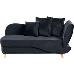 Chaise Longue in velluto nero lato destro con contenitore Meri