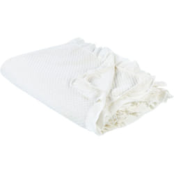Beliani - Copriletto con balza decorativo in cotone 220 x 240 cm Bianco Hatton
