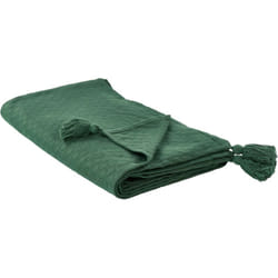 Copriletto con frange Cotone decorativo 220 x 200 cm Verde Lindula