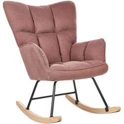 Sedia a dondolo bouclé rosa e gambe nere Oulu