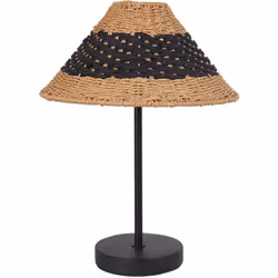 Lampada in ceramica con paralume in vimini. Questa lampada da tavolo decorativa, realizzata a mano, farà risaltare i tuoi amb ...