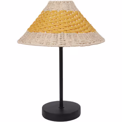 Lampada in ceramica con paralume in vimini. Questa lampada da tavolo decorativa, realizzata a mano, farà risaltare i tuoi amb ...