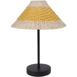 Lampada da tavolo con paralume in corda di carta beige e giallo Momba