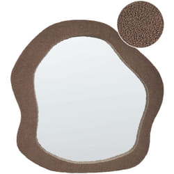 Beliani - Specchio da parete moderno decorativo appeso 79 x 80 cm Telaio in mdf Forma irregolare Tessuto Boucle Marrone Blismes