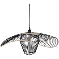 Beliani - Lampada a sospensione con paralume in rattan e metallo nero Lunga