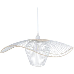 Beliani - Lampada a sospensione con paralume in rattan e metallo bianco Lunga