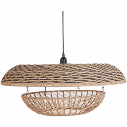 Lampadario moderna in corda di carta. Porta l'eleganza nel tuo spazio con questa lampada a sospensione dalla forma insolita.  ...