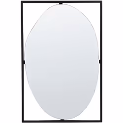 Specchio da parete moderno. Accentua il tuo spazio con questo specchio ovale incorniciato in elegante metallo nero. Questo de ...