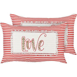 Beliani - Set di 2 cuscini decorativi in cotone con motivo a righe bianche e rosse 30 x 50 cm Alsine
