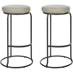 Set di 2 sedie da bar in ecopelle grigio con gambe in acciaio senza braccioli Milroy