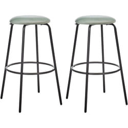 Set di 2 sgabelli da bar in velluto verde menta gambe in acciaio senza braccioli Morton