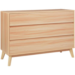 Cassettiera 3 cassetti in truciolato moderno gambe in pino legno chiaro Sardis