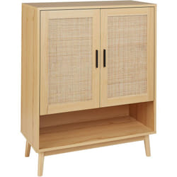 Cassettiera con 2 ante in rattan marrone chiaro stile boho Perote