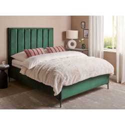 Letto Matrimoniale con Contenitore in Velluto verde scuro 140 x 200 cm Sezanne