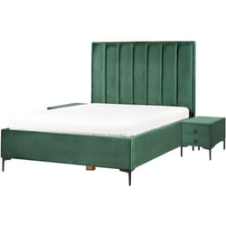 Set da camera da letto rivestiti in velluto verde scuro con due comodini 140 x 200 cm Sezanne
