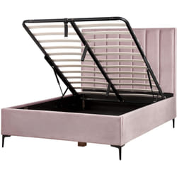 Letto Matrimoniale con Contenitore in Velluto rosa 140 x 200 cm Sezanne