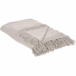 Coperta elegante con frange. Avvolgiti nel comfort e nello stile con questo copriletto in cotone caratterizzato da delicate f ...