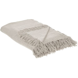 Beliani - Copriletto decorativo con frange in cotone 200 x 220 cm Grigio Chiaro Yerbent