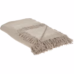 Coperta elegante con frange. Avvolgiti nel comfort e nello stile con questo copriletto in cotone caratterizzato da delicate f ...