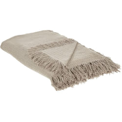 Beliani - Copriletto decorativo con frange in cotone 200 x 220 cm Tortora Yerbent