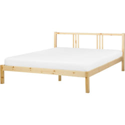 Letto in Legno Chiaro con Rete a Doghe Stile Classico 160 x 200 cm Vannes