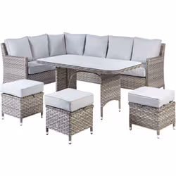 Set di divani da Giardino a 6 pezzi. Dai al tuo spazio esterno un tocco di fascino rustico con questo set da Salotto da 6 ele ...