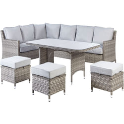 Set di divani da giardino in rattan 9 posti Divano angolare da esterno con tavolo Cuscini grigi Lacona